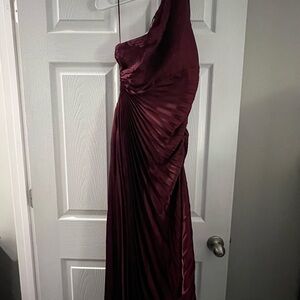 Fashion Nova Deep Wine One-Shoulder Dress